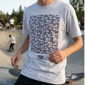 Lurking Class by Sketchy Tank 3D Skull Graphic T-Shirt Mens Large White Skater
